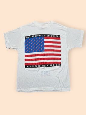 Vintage Rolling Stones Steel Wheels 1989 North American Tour T Shirt XL Vtg 80s